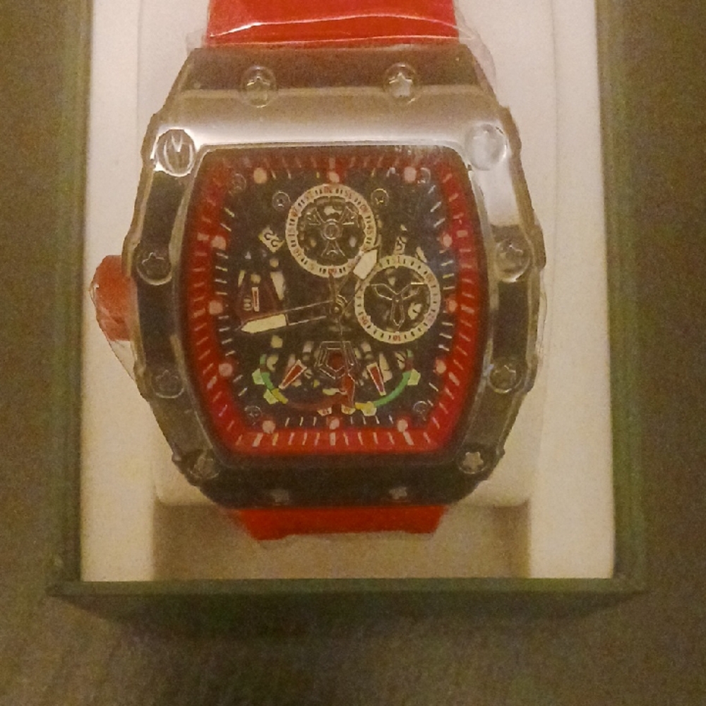 Red and Black Quartz Watch for Men's